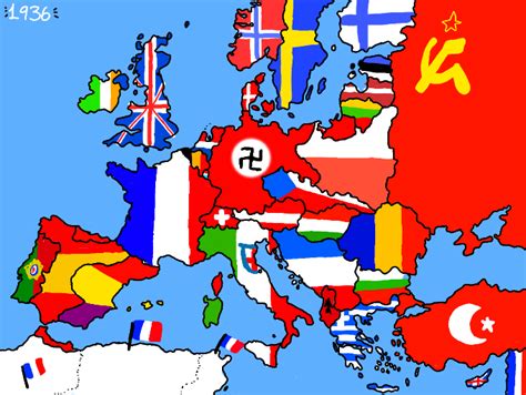 Colors Live Europe Map 1936 By Spain Mapper