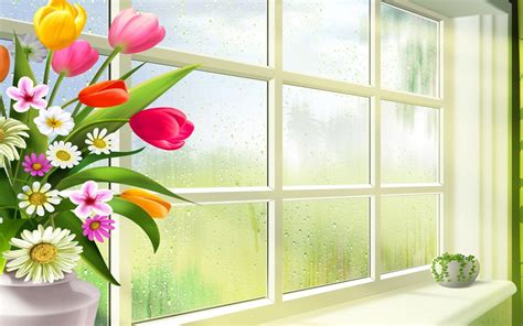 Download Window Artistic Flower Hd Wallpaper