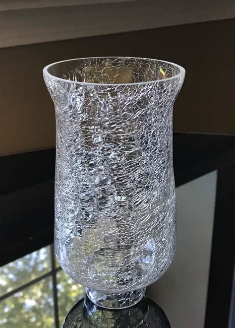 Crackle Clear Glass Hurricane For Candle Holdermedium Weight Etsy