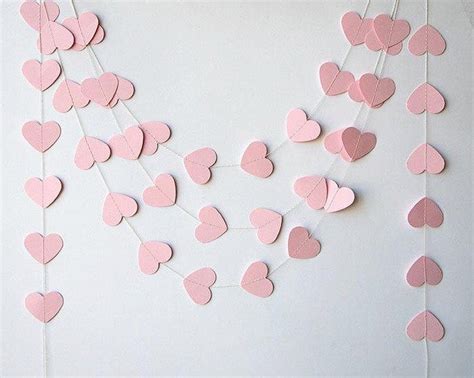 Pink Heart Paper Garland Wedding Decor Baby Shower Photo Etsy Paper