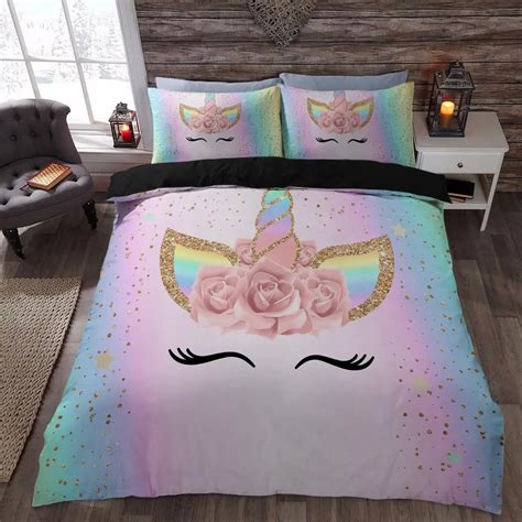 Unicorn Rainbow Colors 3d Bedding Sets Printed Duvet Cover Set Queen King Twin Size In Bedding