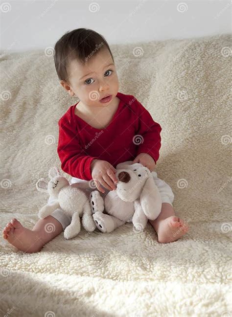 Baby With Soft Toys Stock Photo Image Of Kids Head 12231714