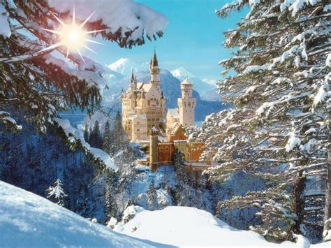 European Palaces Neuschwanstein Castle Bavaria Germany Winter Time