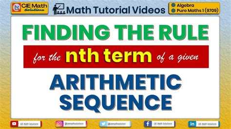 Finding The Rule For The Nth Term Of A Given Arithmetic Sequence Pure