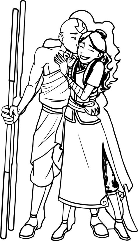 Prinze zuko avatar coloring page. Aang And Katara Fro Cho Avatar Coloring Page | Avatar the ...