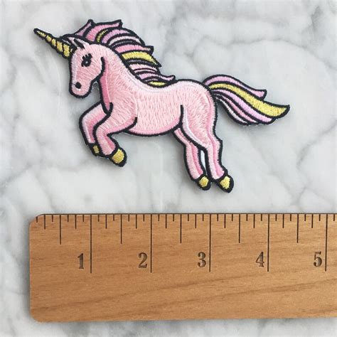 Pink Unicorn Iron On Patch Embroidered Applique Blush Pink Etsy