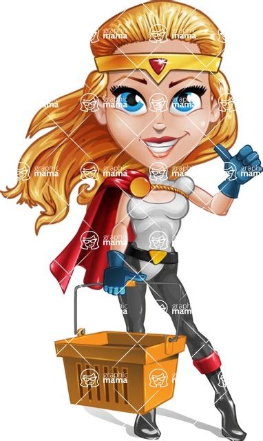 female superhero cartoon vector character shopping graphicmama