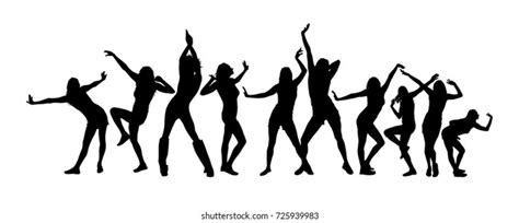 Silhouettes Dancing Girls Vector Stock Vector Royalty Free 725939983