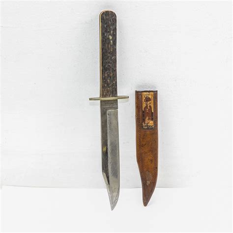 Antique Cambridge Cutlery Works Sheffield Stag Handle Bowie Knife W