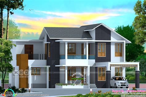 2325 Sq Ft 4 Bedroom Mixed Roof Home Design Kerala Home Design And