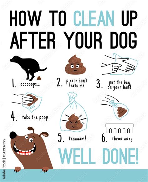 Clean Up After Your Dog Dogs Poop Hands Cleaning Vector Illustration