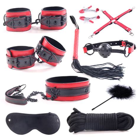 black rivets pu leather bdsm bondage set slave mouth gag nipple clamps handcuffs eye mask women