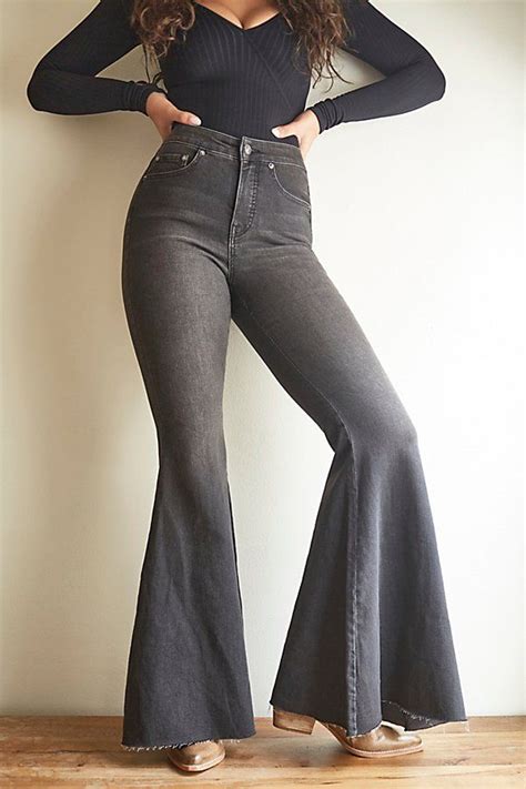 Crvy Super High Rise Lace Up Flare Jeans Flare Jeans Bell Bottom
