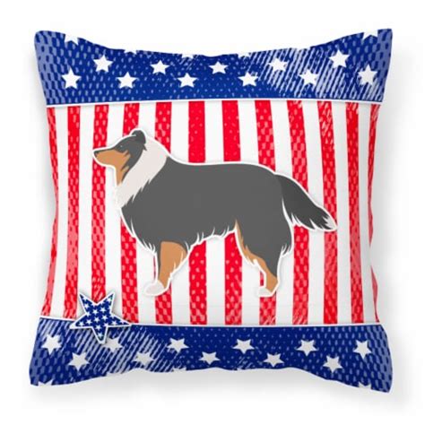 Usa Patriotic Sheltieshetland Sheepdog Fabric Decorative Pillow