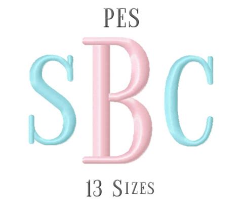 13 Size Pes Fonts Roman Monogram Embroidery Fonts Embroidery Etsy