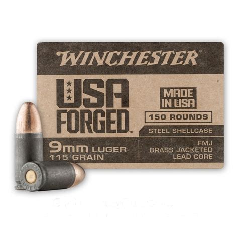 9mm 115 Grain Fmj Winchester Usa Forged 150 Rounds Ammo