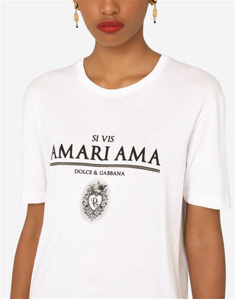 Jersey T Shirt With Si Vis Amari Ama Print