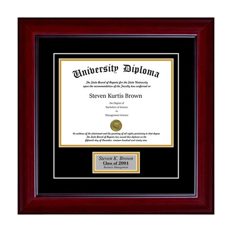 Personalized Single Diploma Frame With Double Matting For 17 X 11