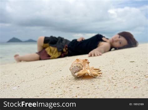 Relaxed Young Woman Lay On Beach Sand Free Stock Images And Photos