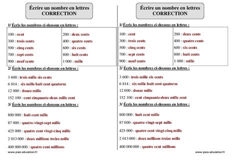 Écrire Un Nombre En Lettres Ce2 Révisions Avec Correction Pass