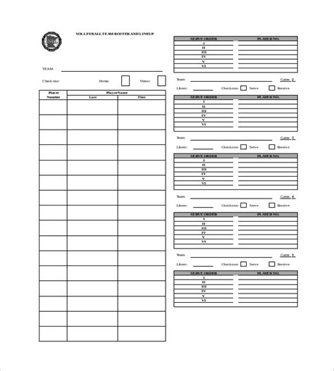 7sample Volleyball Roster Templates Pdf Word Sample