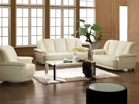 Bonded Leather 3 Piece Living Room Set 2828 White