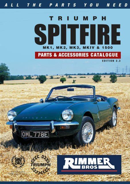 Triumph Spitfire Parts And Accessories Catalogue Rimmer Brothers