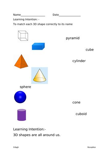 3d Shapes Names And Real Life Objects Teaching Resources