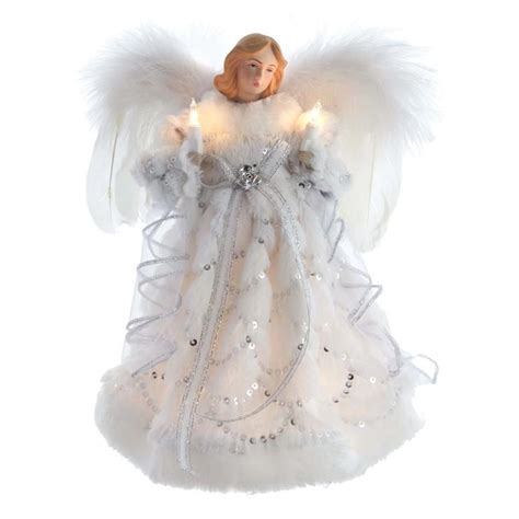 Kurt S Adler 12 In Angel White Clear Christmas Tree Topper