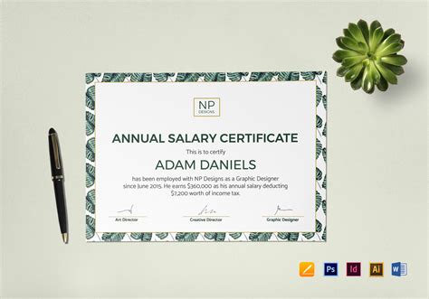 Annual Salary Certificate Template Certificate Design Template Images