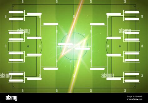 Tournament Bracket Template For 16 Teams On Green Soccer Field