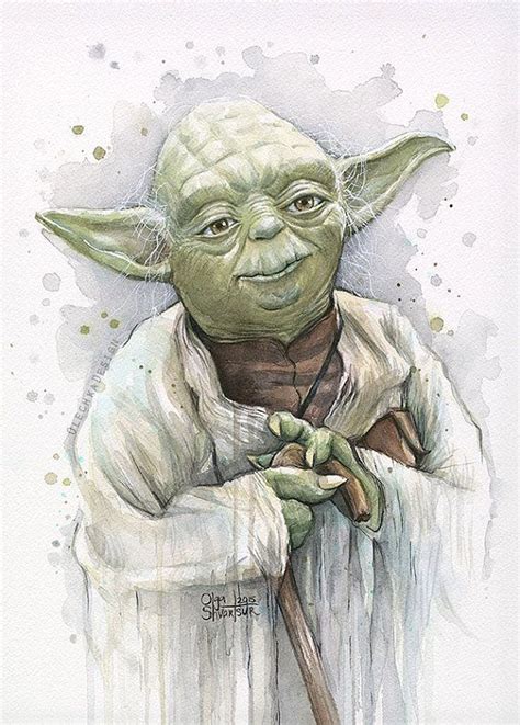 Yoda Portrait Watercolor Art Print Giclee Jedi Master Star Wars Art