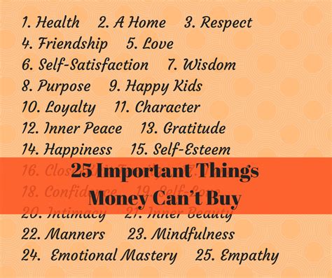 25 Important Things Money Cant Buy
