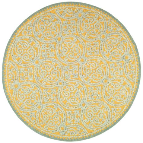 Safavieh Cambridge Blue/Gold 8 ft. x 8 ft. Round Area Rug ...