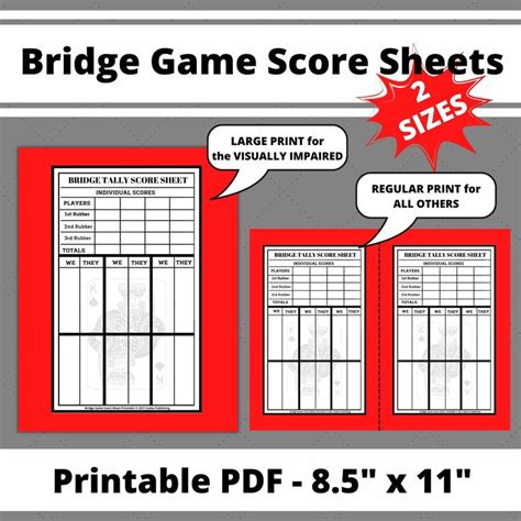 Bridge Game Score Sheets Printable Bridge Score Pad Bridge Etsy Bridge Game Dots And Boxes