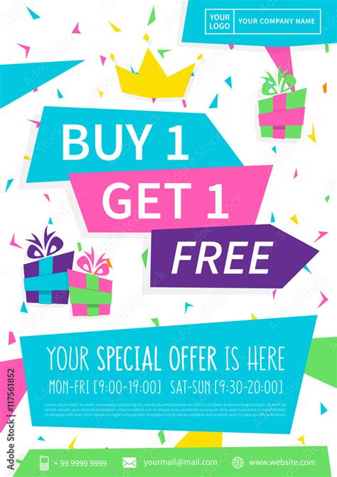 Promotion Banner Buy 1 Get 1 Free Vector Illustration Special Offer
