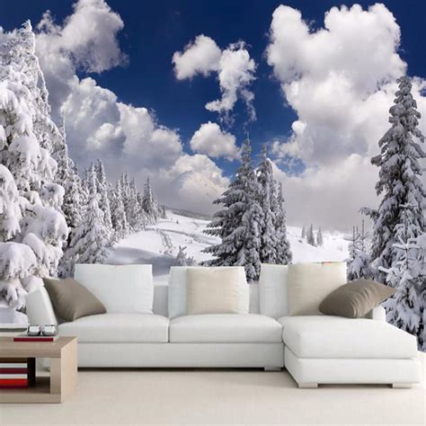 3d Wallpaper Winter Snow Landscape Photo Mural Hotel
