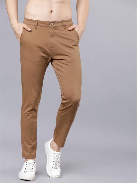 Buy Highlander Khaki Tapered Fit Solid Regular Trousers For Men Online