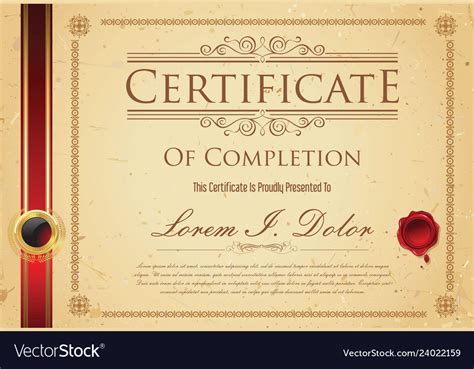 Certificate Of Achievement Retro Template 4 Vector Image
