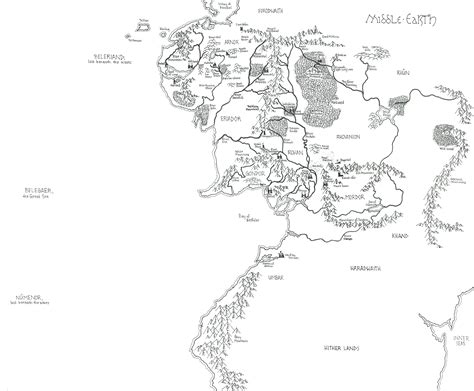 Hand Drawn Map Of Middle Earth Rlotr