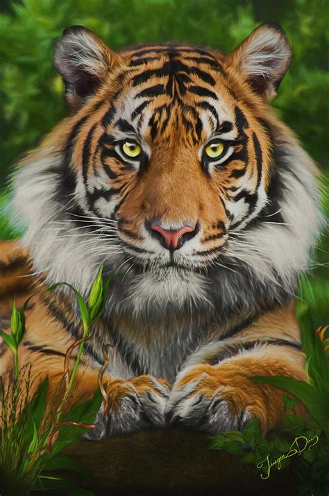 Sumatran Tiger Portrait Painting By Jurgen Doelle Pixels