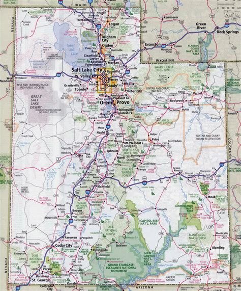 Large Detailed Roads And Highways Map Of Utah State With National Parks