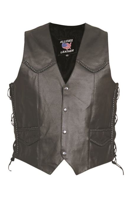 Men S Side Laced Braided Leather Vest
