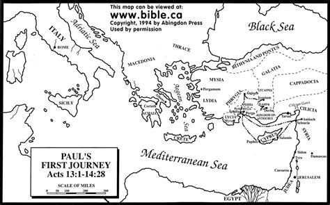 Pauls First Missionary Journey Paul S Missionary Journeys Bible Ruby Printable Map