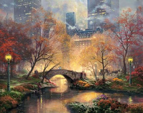Thomas Kinkade Central Park In The Fall Painting Framed Paintings For