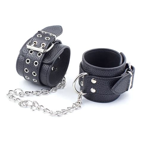 a019 bondage cuffs leather ankle cuffs with chain unisex shackles sex toys bdsm bondage