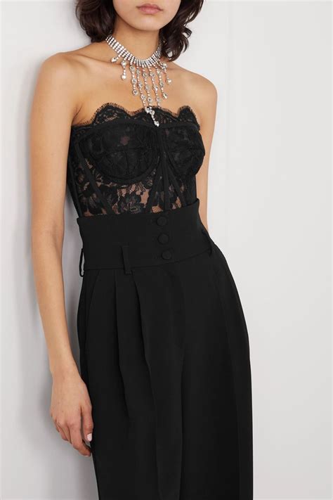 Black Grosgrain Trimmed Lace Bustier Top Dolce And Gabbana In 2020