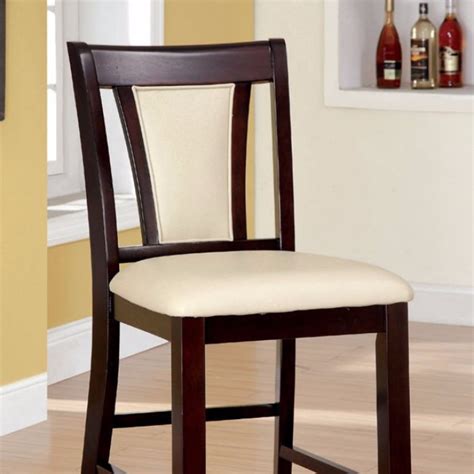 Wooden Counter Height Chair With Padded Seat And Back Pack Of 2 Brown