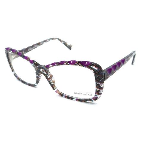 alain mikli rx eyeglasses frames a03015 4115 55x17 violet crystal yellow zigzag rx eyeglasses