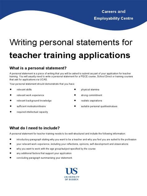 Personal Statement For Teacher Training Teacher Education Paragraph